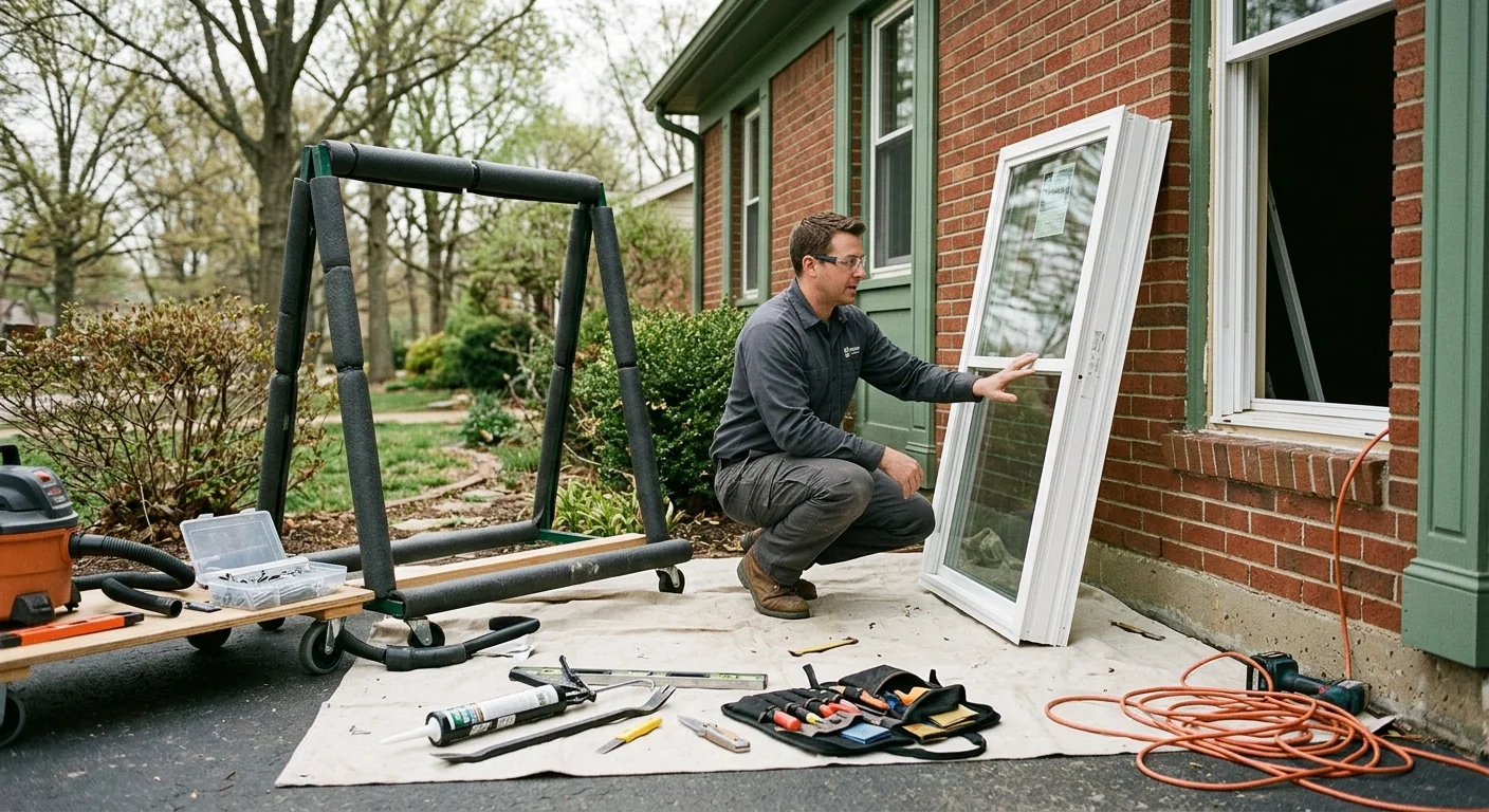 Window Replacement equipment ready for customer walkthrough