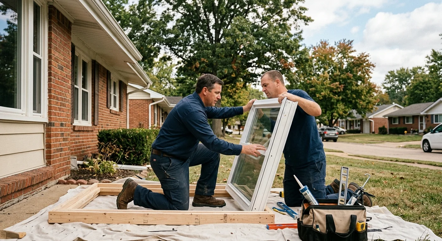 Homeowner reviewing sliding glass door replacement options during a Ballwin in-home estimate