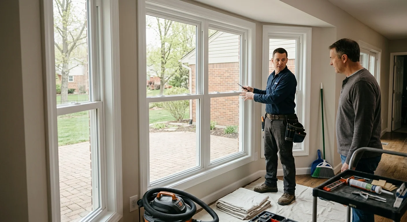 Window Replacement equipment ready for customer walkthrough