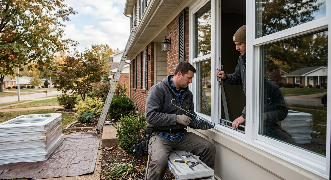 Window replacement specialist returning a homeowner call in a Ballwin neighborhood office